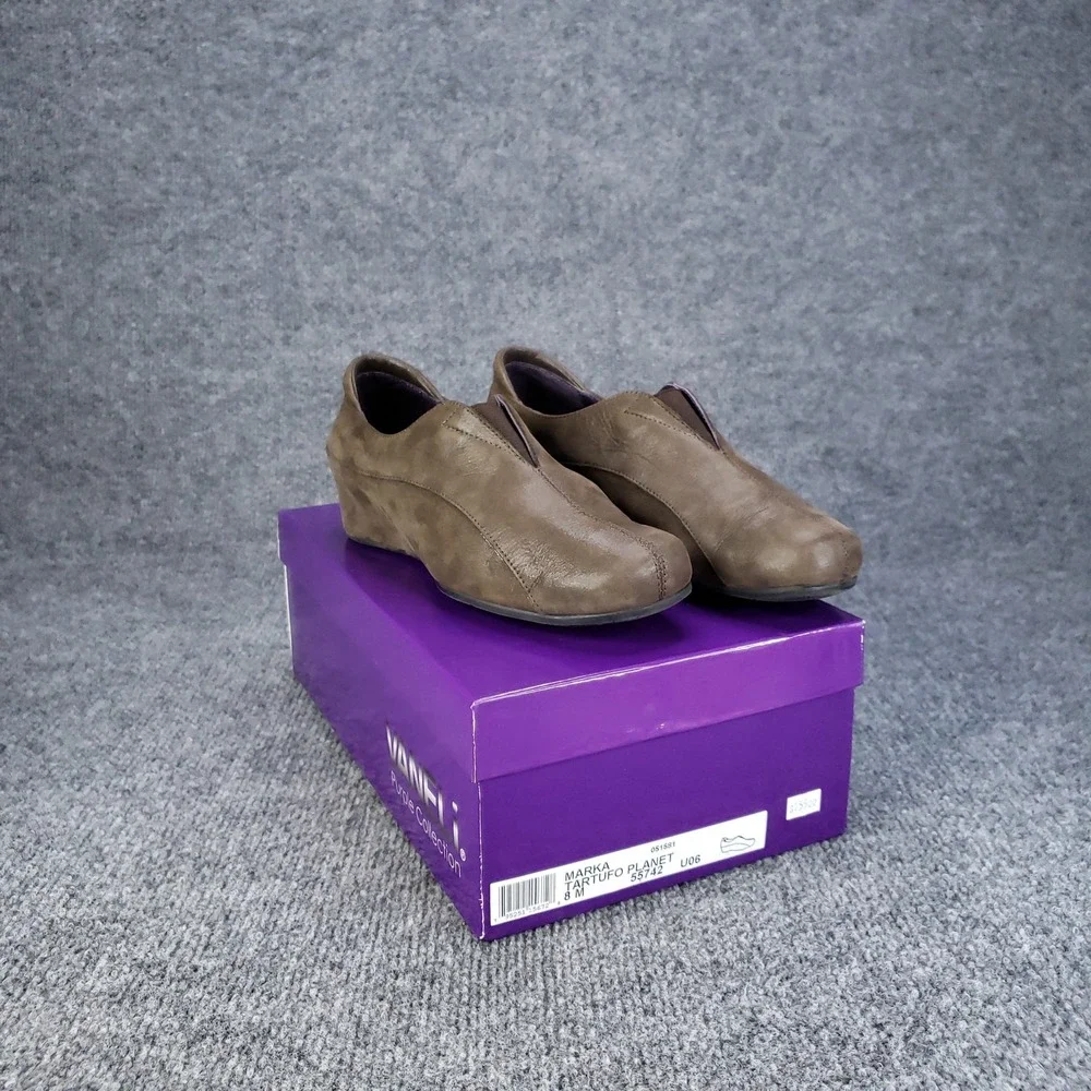 Vaneli Marka Tartufo Planet‎ Shoes Womens Size 8M Brown Wedge Slip On Comfort